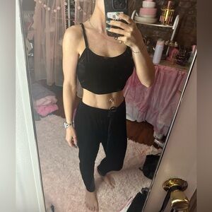 💕 black velvet leggings and tank